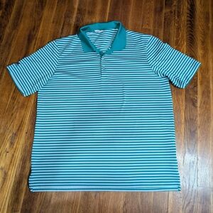 Adidas Golf Men's Performance Green Striped Polo Shirt Size XL